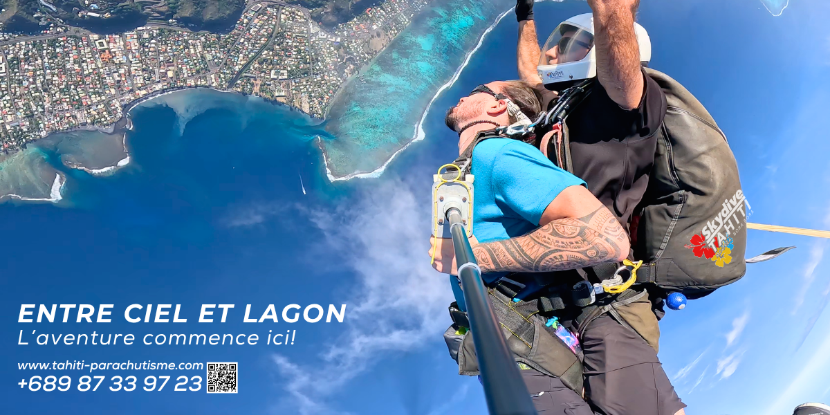 Skydiving over Tahiti with 📸 and 🎥